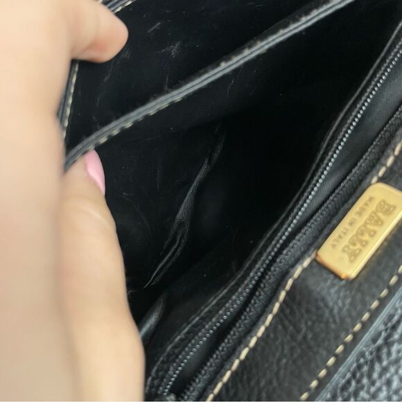 BALLY Black Brown Caviar Leather Flap Saddle Bag Crossbody - Picture 8 of 9